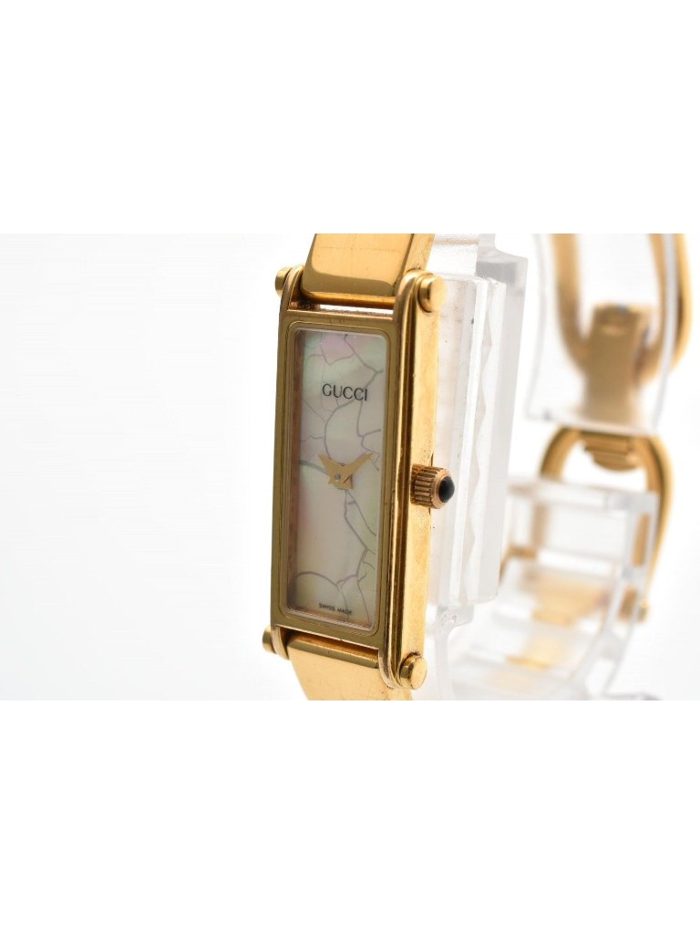 Gucci Quartz Bangle Watch White Shell Dial Gold